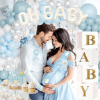 Cloud Baby Shower Decorations – 119 PCs on Cloud 9 Baby Shower Party Supplies with Backdrop, Balloon Garland, Tablecloth, Balloon Boxes, Cake Topper, Boxes, Sash, Badges, Poster - Image 6