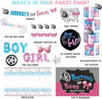 Burnouts or Bows Gender Reveal Decorations, Baby Boy or Girl Gender Reveal Party Decorations, What Will the Baby Be Backdrop Balloon Banner Tablecloth Cake Cupcake Topper Box Sash Pink Blue - Image 2