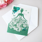 50PCS Personalized Green Glitter Quinceanera Invitations Kit, 5.12 x7.3 inch Laser Cut Hollow Girl Princess Quinceañera Invitations with Envelopes for Sweet 16 birthday Bridal XV Años Invite - Image 7