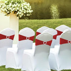 100PCS Spandex Stretch Red Chair Sashes Bows Universal Elastic Chair Cover Bands Ties with Buckle Slider for Wedding Party Birthday Reception Event Banquet Decoration(Red) - Image 2