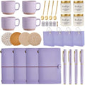 Baby Shower Prizes for Game Winners Baby Shower Games Prizes Ceramic Mugs with Metal Spoons Woven Coasters Notebooks Scented Candles Gift Bags Wedding Bridal Shower Favors for Guests (4, Purple) by WishFond