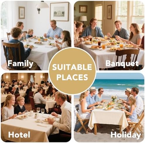 H.VERSAILTEX Linen Table Cloths Rectangle 60 x 120 Inch Premium Tablecloth Spill-Proof Waterproof Table Cover for Dining Buffet Feature Extra Soft and Thick Fabric Wrinkle Free, Natural - Image 6