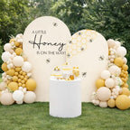 Set of 2 Arch Backdrop Cover A Little Honey is on The Way Baby Shower 2PCS Spandex Arch Stand Covers Bee Theme Birthday Party Decorations (6ft & 5ft,Cream) - Image 4