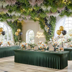 6 Pack Hunter Green Spandex Tablecloth for 8 Foot Rectangle Tables, Wrinkle Free Fitted Table Cloth Cover 8FT Green Stretchy Tablecloths with Skirt for Parties Weddings Birthday Banquet Baby Shower - Image 4