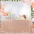 QueenDream Rose Gold Table Cloth 90x132 Inch Sequin Tablecloth for Wedding Baby Shower Ceremony Birthday Cake Table Holiday Banquet Decorations by QueenDream