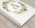 Personalized Baby Journal - Hardcover First Year Album Customized with Baby’s Name & Initial - Prompted Baby Memory Book (Floral Eucalyptus Wreath Initial) - Image 2
