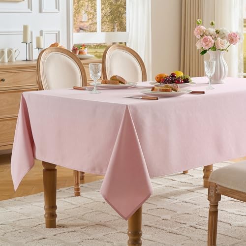 Light Pink Rectangle Tablecloth 60 x 106 Inch Machine Wash Indoor & Outdoor - Image 2