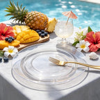 FLOWERCAT 60PCS Clear Plastic Plates - Disposable Clear Plates Heavy Duty for Fall Party/Wedding/Birthday- Include 30PCS 10.25inch Dinner Plates and 30PCS 7.5inch Dessert/Salad Plates - Image 2