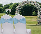 50 Pack Baby Blue Chair Sashes, Blue Spandex Chair Bands for Wedding Gender Reveal Party Decor, Baby Blue Bows for Folding Chairs - Image 3