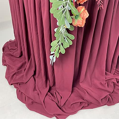 Pooling and Floating Chiffon Table Skirt with extra length, 6FT 9FT 14FT Sheer Tablecloth, Baby Shower, Birthdays Party, Main Cake Table Decoration, Wdding Table Skirt (Burgundy, 14FT) - Image 5