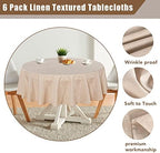 Fitable 6 Pack Beige Linen Round Tablecloths 90 Inch for 36"-72" Tables - Image 5