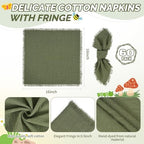 Showgeous 60 Pack Olive Green Cloth Napkins with Fringe, 16x16 inch - Image 2