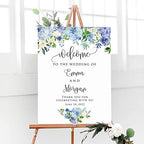 Personalized Light Blue Floral Wedding Welcome Sign, Customized Rehearsal Dinner Couples Shower Anniversary Party Welcome Poster Board Canvas - Image 2