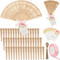 50 Sets Wooden Hand Fan Sandalwood Wood Handheld Folding Fans with Ribbon Thank You Tag for Wedding Guests Baby Shower Birthday Bridal Gifts Party Favors(Pink,Floral) by Unknown