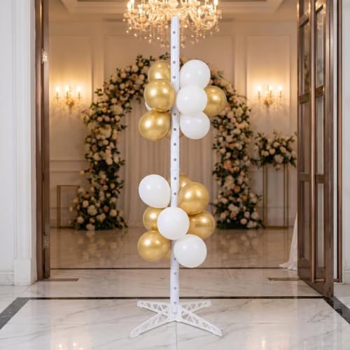Balloon Display Pole, 63.4" White Detachable PVC Construction: Cross Base Balloon Tower Display Stand for Birthday Party, Wedding and Baby Shower Decor - Image 6