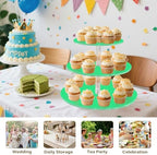 J JOYSAY Bright Green Pattern Acrylic Cupcake Stand 3 Tier Dessert Table Display Set Clear Cake Stands for Wedding Baby Shower Party Decorations Easy Assembly Donut Tower - Image 7