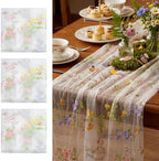 Ivory White Floral Table Runner 10ft Embroidery Tulle Spring Wildflower Table Runner Seasonal Summer Butterfly Kitchen Dining Gauze Decoration for Wedding Baby Shower Birthday Party (3 Pcs) by Windkream