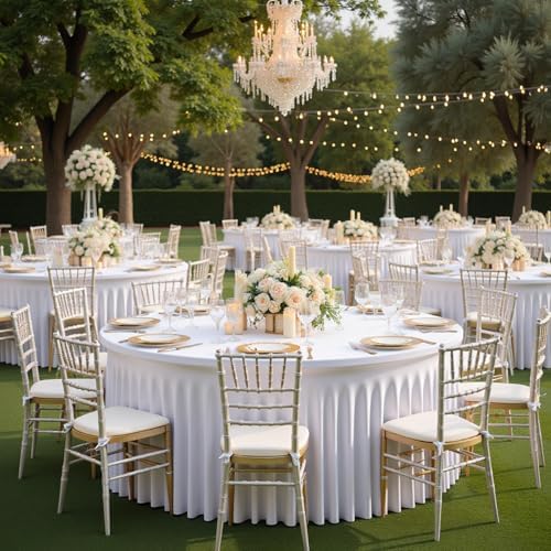 6pk Round Spandex Tablecloths for 72inch Table, Wrinkle Free Stretchy 132inch Fitted 6FT Round Table Cloths Cover Skirt for Wedding Birthday Party Bridal Shower Banquet Events - Image 5