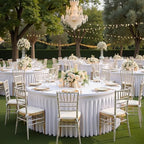 6 Pack White Round Spandex Tablecloths for 60in Tables, Wrinkle Free Stretchy 120inch Fitted 5FT Round Table Cloths Cover with Skirt for Wedding Party Dining Banquet Events - Image 5