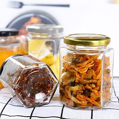 25 Pcs 6 oz Hexagon Glass Honey Jars with Gold Lids - Image 6