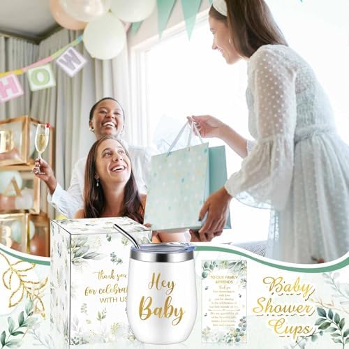 Hoolerry 6 Set Baby Shower Cups, 12oz Stainless Steel Tumbler, Greenery - Image 6