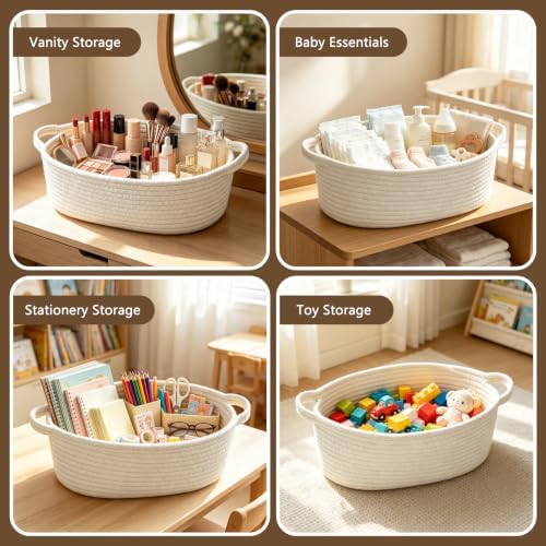 8PCS Small Woven Basket for Gift with Bags, Ribbons & Fillers, White - Image 6