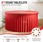 GALLETY 4 Pack Red Round Spandex Tablecloth for 5 FT Tables, Fitted Stretch Round Table Cover, 120 Inch Tablecloth for Wedding, Birthday, Christmas and Valentine’s Day Party - Image 2