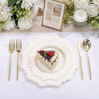 COLOSUS 60PCS Ivory Plastic Plates, Beaded Plates for Wedding Reception. - Image 2