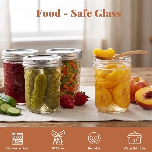 CycleMore 16 oz 12 Pack Crystal Mason Jars With Airtight Lids - Image 5