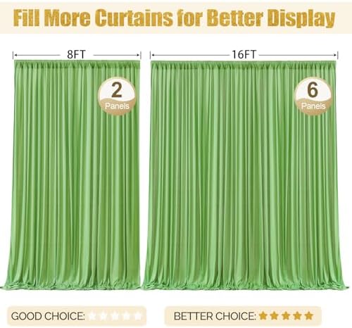 16x10FT Sage Green Backdrop Curtains for Wedding Parties, Wrinkle Free Polyester Photography Backdrop Drapes for Wedding Baby Shower Birthday Parties Stage Background Stand Decorations 4x10ft,4 Panels - Image 7