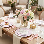 COLOSUS 150PCS White Pink Plastic Plates, Party Plates and Cutlery Set. - Image 2
