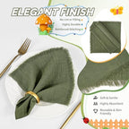 Showgeous 60 Pack Olive Green Cloth Napkins with Fringe, 16x16 inch - Image 3