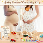 Hiboom 75 Pcs Baby Shower Wood DIY Print Car Set, Brown, Bear - Image 6