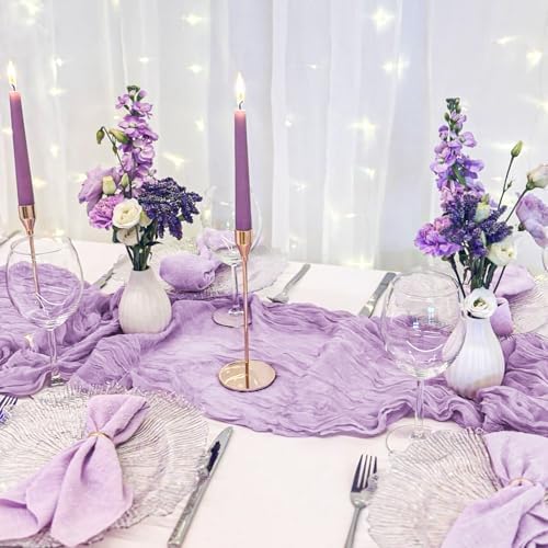 Showgeous 16 Pack Lavender Cheesecloth Table Runner 17 x 108 Inch - Image 7