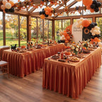 6 Packs Terracotta Satin Tablecloths Rectangle 6FT, Glitter Spandex Fitted Stretch Table Covers Wrinkle-Free Floor Length Shimmer Table Skirt for Weddings Parties Baby Shower Banquets Vendor Events - Image 7