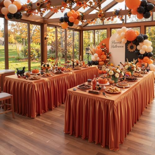 6 Packs Terracotta Satin Tablecloths Rectangle 6FT, Glitter Spandex Fitted Stretch Table Covers Wrinkle-Free Floor Length Shimmer Table Skirt for Weddings Parties Baby Shower Banquets Vendor Events - Image 7