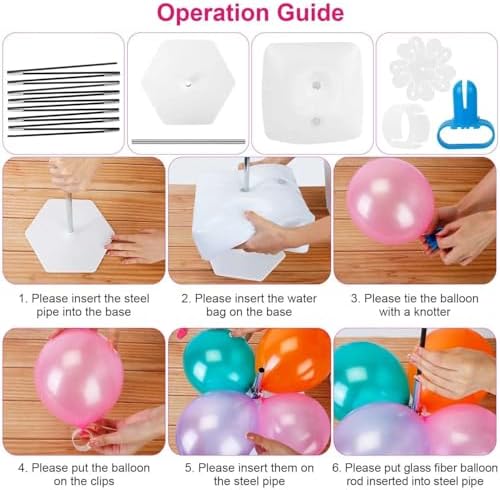 Balloon Arch Stand Kit, Adjustable Frame with 15 Fiber Poles, 50 Clips, Air Pump, for Birthday, Wedding, Baby Shower - Image 6