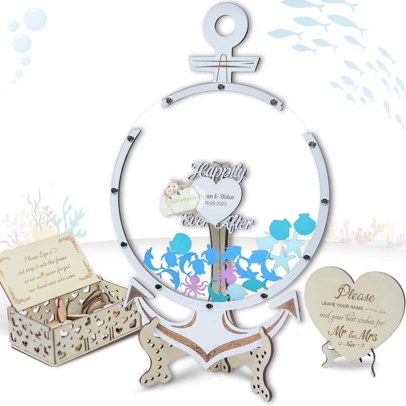 Wedding Guest Book Alternative Drop Box Frame, Nautical Anchor Beach Decor by Handmade