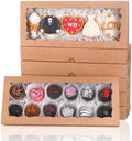 50pcs 12x5x1.5Inches Brown Cookies Boxes with Window Bakery Boxes Chocolate Truffle Boxes Macaron Boxes Cakesickle Boxes Browines Treat Boxes for Christmas Valentine's Father's Mother's Day by JCXGRVC