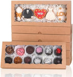 50pcs 12x5x1.5Inches Brown Cookies Boxes with Window Bakery Boxes Chocolate Truffle Boxes Macaron Boxes Cakesickle Boxes Browines Treat Boxes for Christmas Valentine's Father's Mother's Day by JCXGRVC