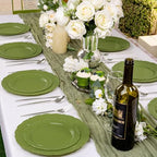 U-QE 100PCS Olive Green Plastic Plates - Plastic Green Plates Disposable - Image 3