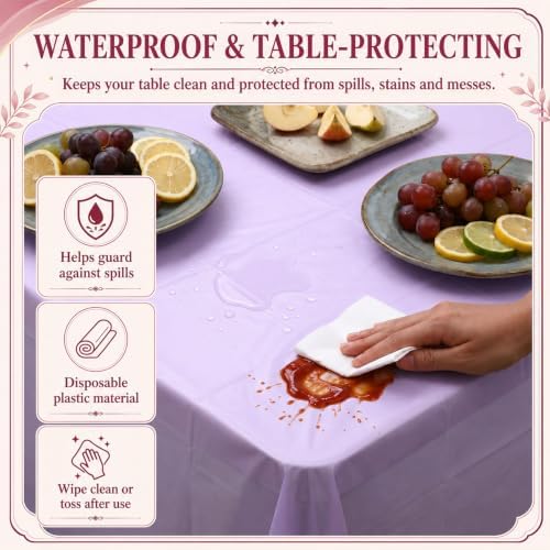 Newwiee 72 Pack Pink and Purple Plastic Tablecloths Bulk 54" x 72" - Image 4