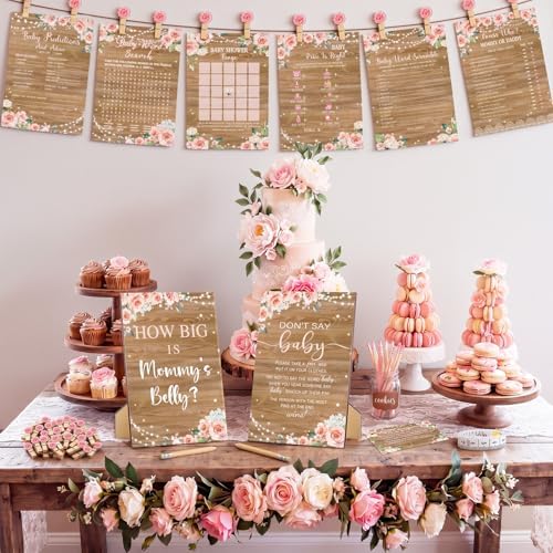 Funnymoom 426 Pcs Girl Baby Shower Games Decorations Set with 8 Games - Image 5