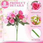 Zeyune 8 Pack 12 Inch Artificial Rose Bouquet, Mixed Pink - Image 2