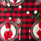 DII Buffalo Check Collection, Classic Farmhouse Tablecloth, 70" Round, Red & Black - Image 5