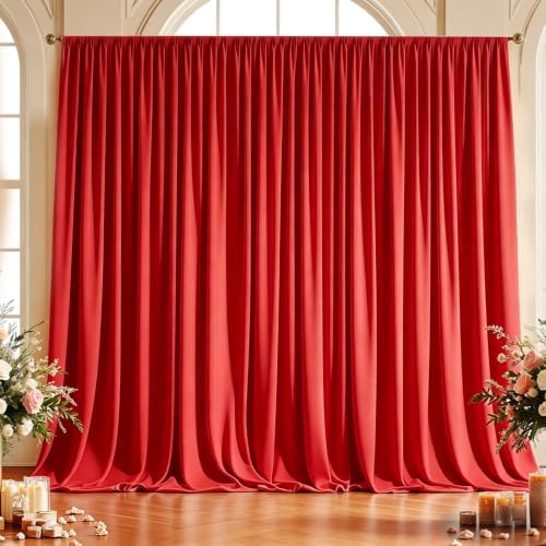 10x10ft Wrinkle Free Red Backdrop Curtain for Parties, Soft Red Christmas Photo Backdrop Curtains, Polyester Photo Backdrop Drapes for Birthday Party Baby Shower Photography Background by HietaapPartyDecorations