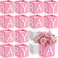 12 Pack Baby Shower Centerpieces for Table, 4'' Pink Wooden Box with Foam by Waydress