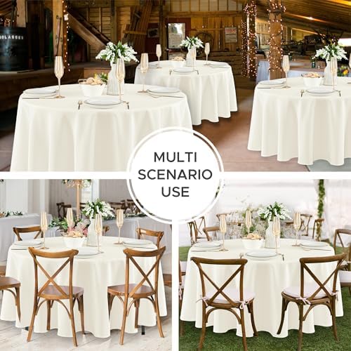 Fitable 8 Pack Ivory Round Tablecloths 120 Inch for 48"-96" Tables - Image 5