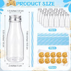 Yungyan 60 Pcs Plastic Farm Animal Milk Bottles with Straws and Lids Small Clear 8 oz Milk Jar with Lids Mini Juice Bottles and 900 Sticker Labels for Theme Birthday Party Baby Shower - Image 2