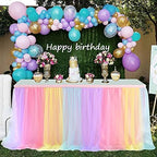Suppromo 2 Pack 6ft Rainbow Table Skirt for Birthday Party Tulle Tutu Table Skirt for Baby Shower Girl Boy Gender Reveal Rainbow Tablecloth for Unicorn Party Decorations - Image 3